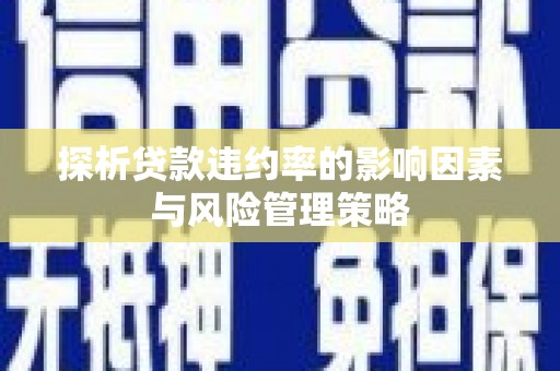 沭阳探析贷款违约率的影响因素与风险管理策略